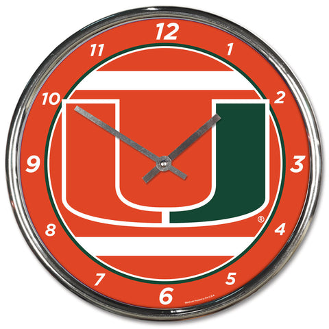 Miami Hurricanes Clock Round Wall Style Chrome Periodic Restock
