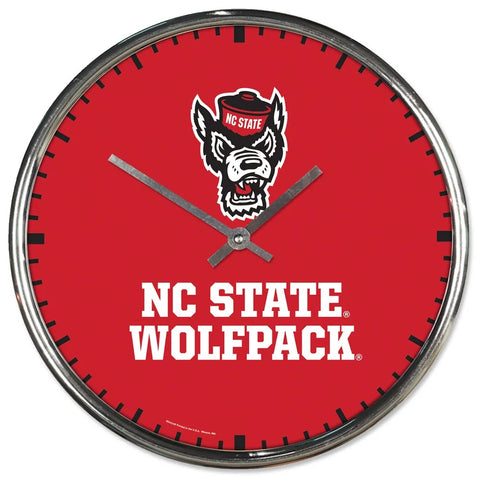 North Carolina State Wolfpack Clock Round Wall Style Chrome Periodic Restock
