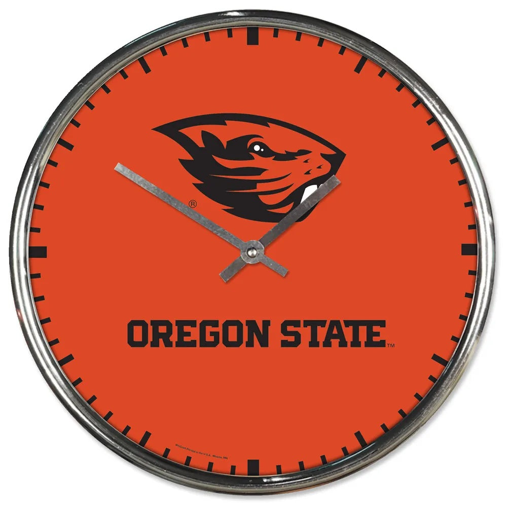 Oregon State Beavers Clock Round Wall Style Chrome Periodic Restock