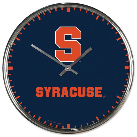 Syracuse Orangemen Clock Round Wall Style Chrome Periodic Restock