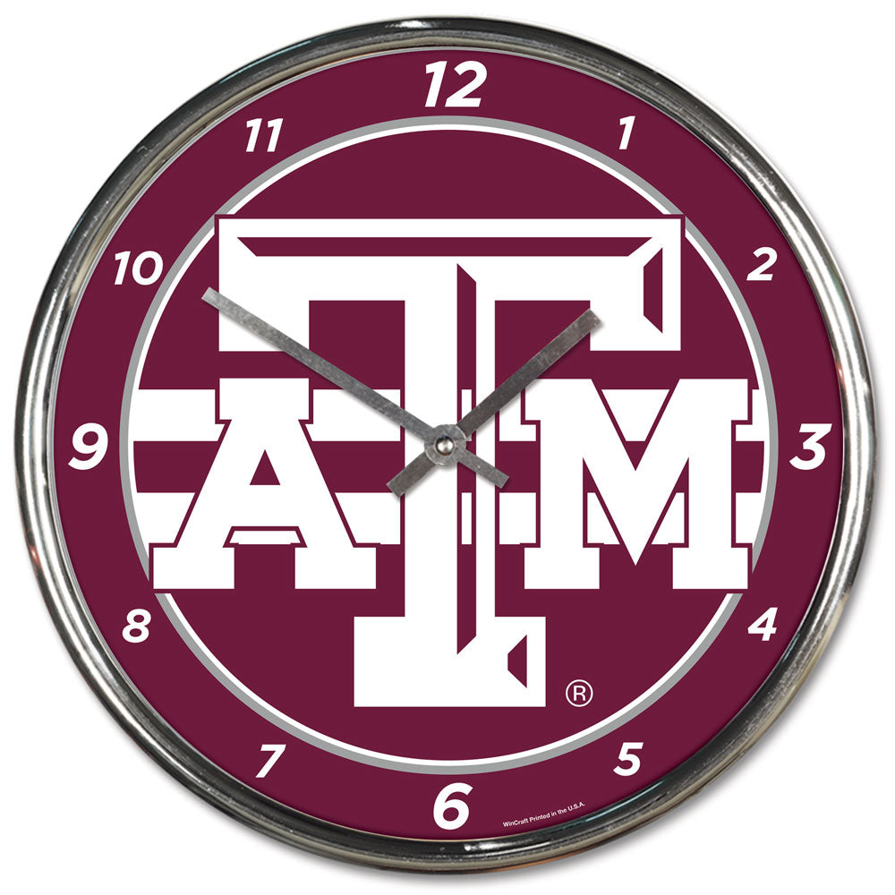 Texas A&M Aggies Round Chrome Wall Clock Periodic Restock