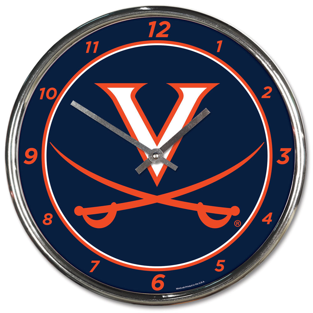 Virginia Cavaliers Clock Round Wall Style Chrome Periodic Restock