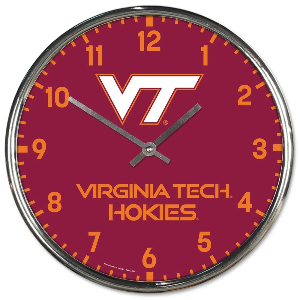 Virginia Tech Hokies Clock Round Wall Style Chrome Periodic Restock
