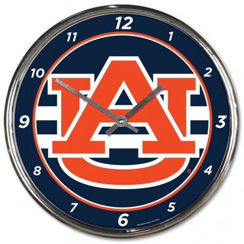 Auburn Tigers Clock Round Wall Style Chrome Periodic Restock