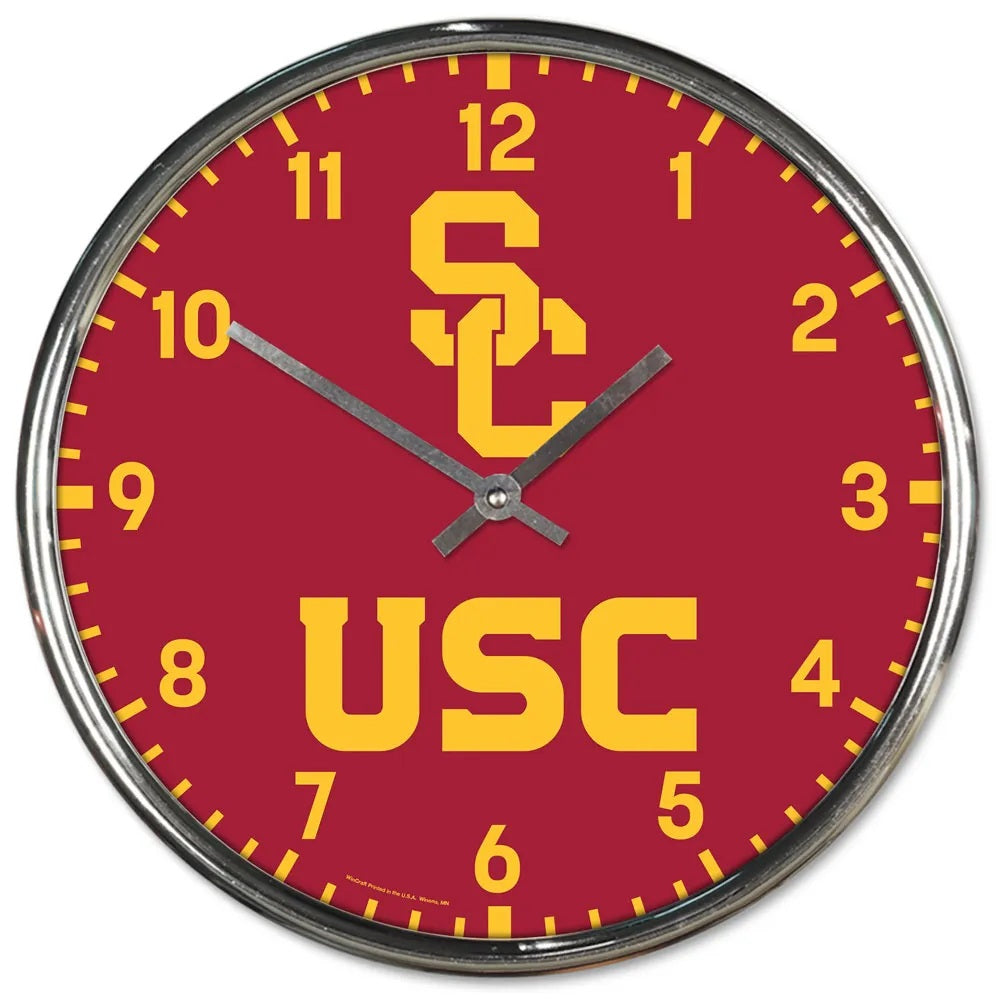 USC Trojans Clock Round Wall Style Chrome Periodic Restock