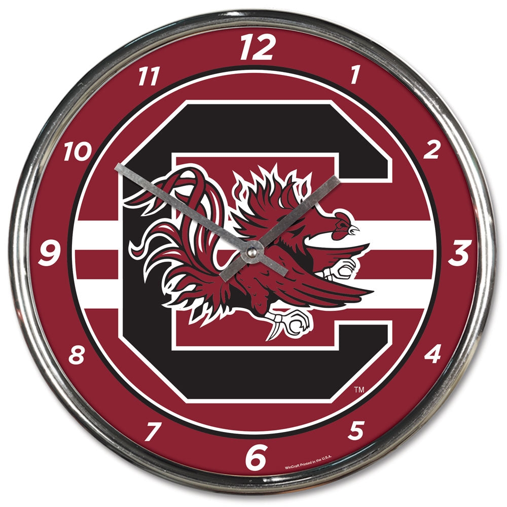 South Carolina Gamecocks Clock Round Wall Style Chrome Periodic Restock