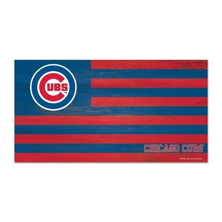 Chicago Cubs Sign Wood 9x17 Flag