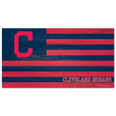 Cleveland Indians Sign Wood 9x17 Flag