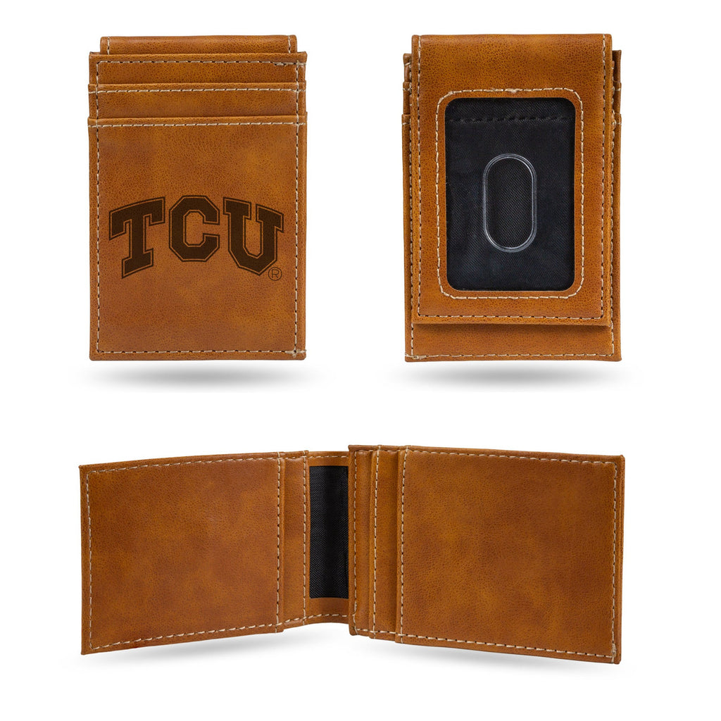 Texas Christian Horned Frogs Wallet Front Pocket Laser Engraved