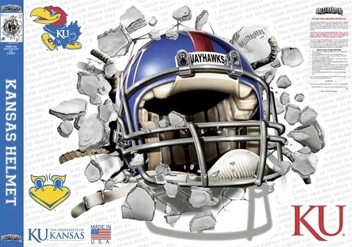 Kansas Jayhawks Decal Wallcrasher Smash Helmet 11 Inch
