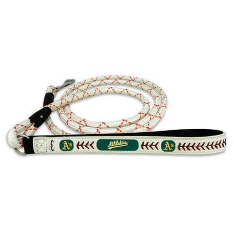 Oakland Athletics Pet Leash Leather Frozen Rope Baseball Size Large