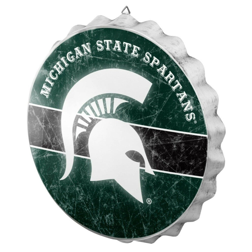 Michigan State Spartans Sign Bottle Cap Style Distressed