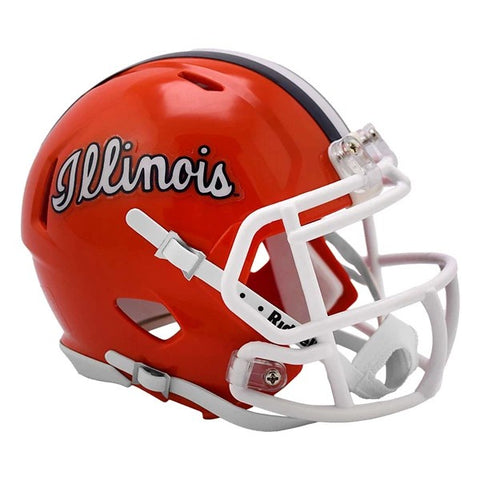 Illinois Fighting Illini Helmet Riddell Replica Mini Speed Style Orange Script