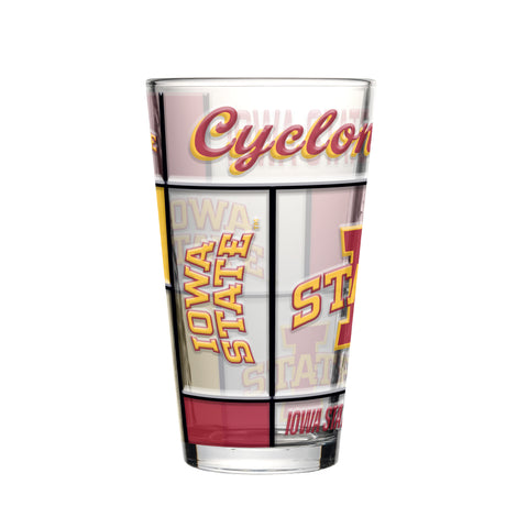 Iowa State Cyclones Pint Glass 16oz Quilted Stained Boxed