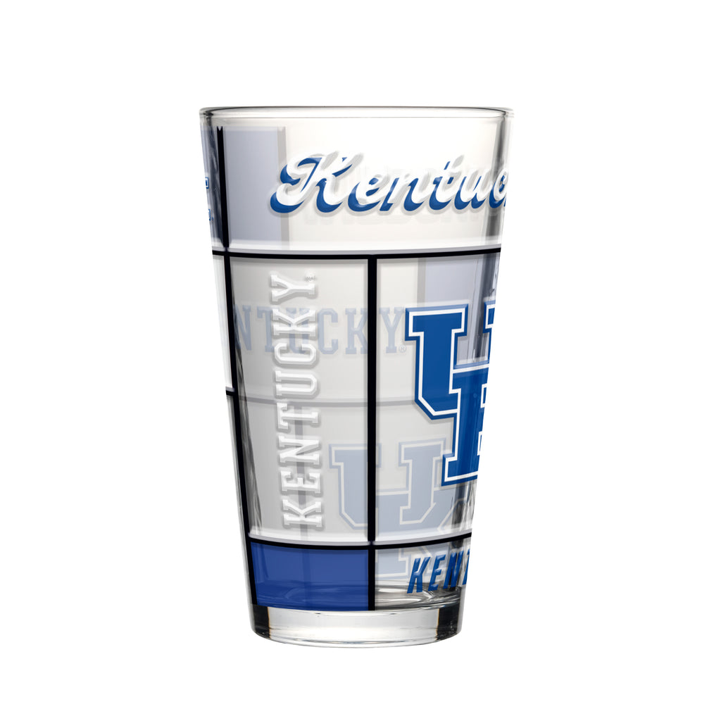 Kentucky Wildcats Pint Glass 16oz Quilted Stained Boxed