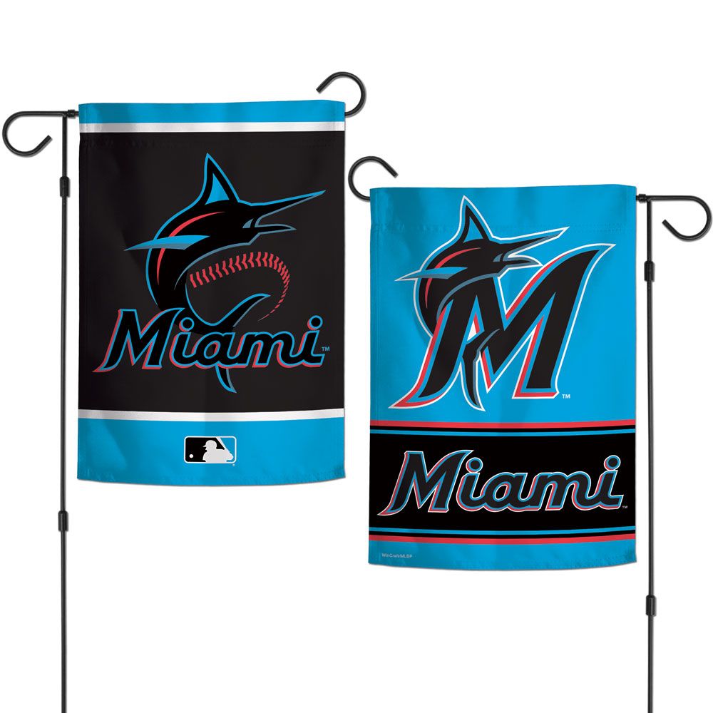 Miami Marlins Flag 12x18 Garden Style 2 Sided
