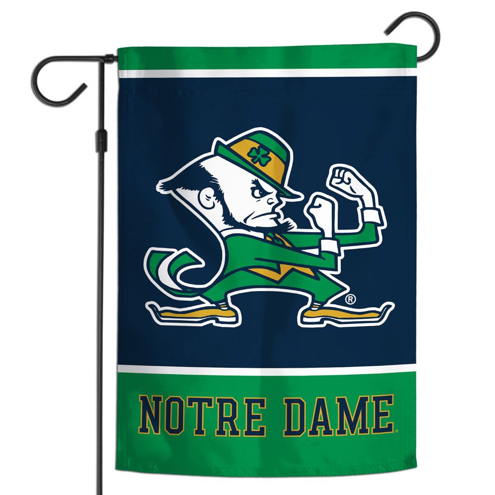 Notre Dame Fighting Irish Flag 12x18 Garden Style 1 Sided Leprechaun