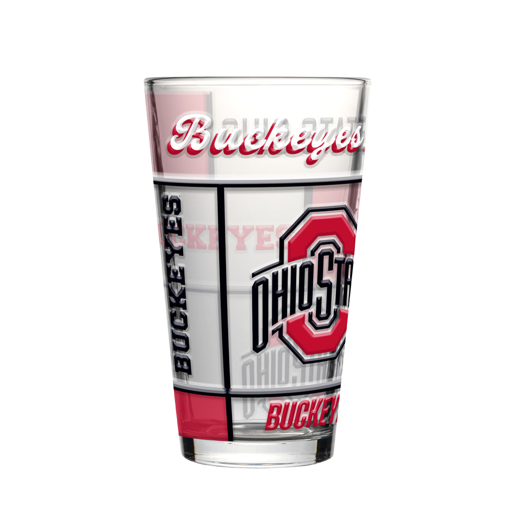 Ohio State Buckeyes Pint Glass 16oz Quilted Stained Boxed