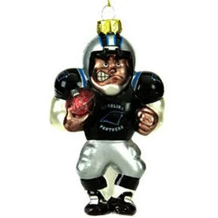 Carolina Panthers Ornament Blown Glass Football Player CO