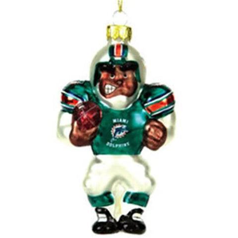 Miami Dolphins Ornament Blown Glass Football Player CO