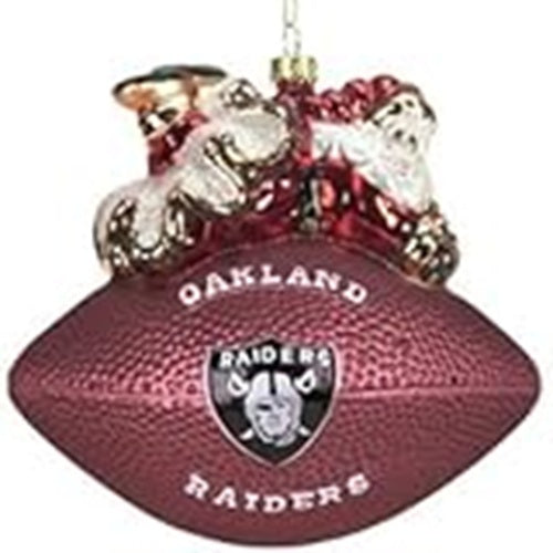 Las Vegas Raiders Ornament 5 1/2 Inch Peggy Abrams Glass Football