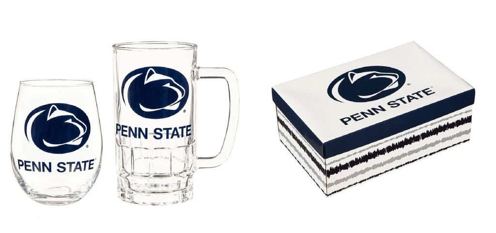 Penn State Nittany Lions Drink Set Boxed 17oz Stemless Wine and 16oz Tankard