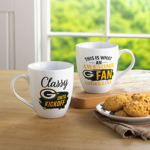 Green Bay Packers s Coffee Mug 17oz Ceramic 2 Piece Set with Gift Box