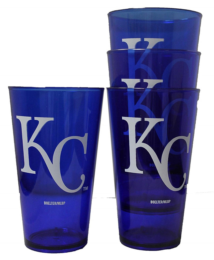 Kansas City Royals Glass Pint 16oz Plastic Clear 4 Pack