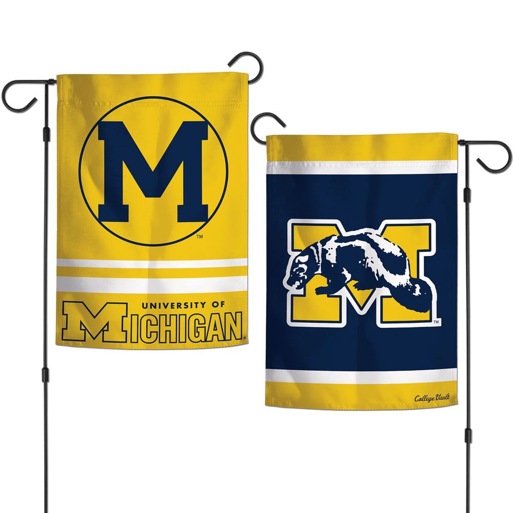 Michigan Wolverines Flag 12x18 Garden Style 2 Sided College Vault Design Special Order