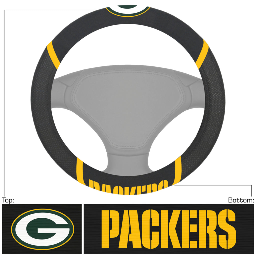 Green Bay Packers s Steering Wheel Cover Mesh/Stitched