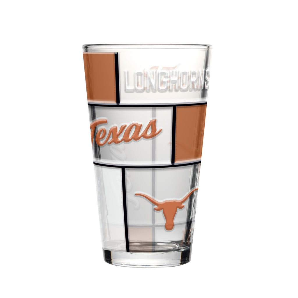 Texas Longhorns Pint Glass 16oz Quilted Stained Boxed