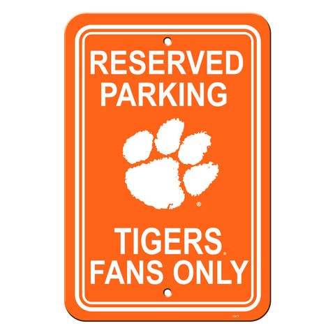 Clemson Tigers Sign 12x18 Plastic Reserved Parking Style CO