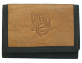 New Jersey Nets Leather/Nylon Embossed Tri Fold Wallet