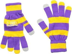 LSU Tigers Gloves Knit Stripe Acrylic