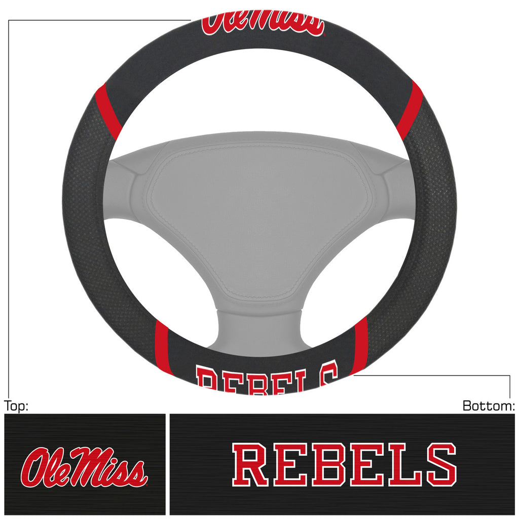 Ole Miss Rebels Steering Wheel Cover Mesh/Stitched