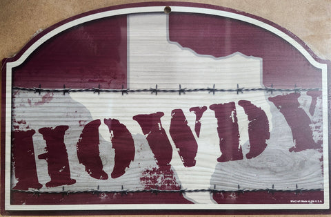 Texas Longhorns State of Howdy Wood Sign