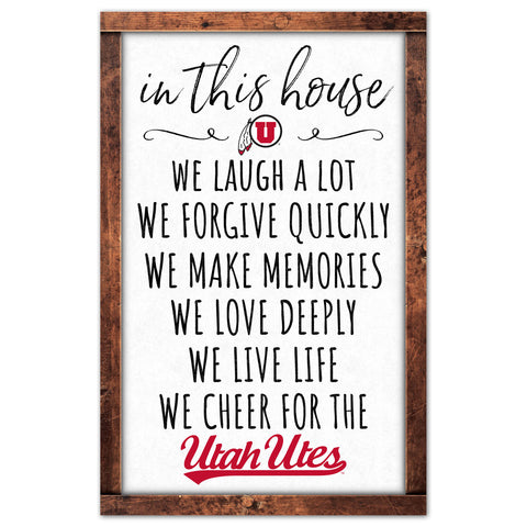 Utah Utes Sign 11x17 Wood In This House