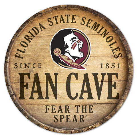 Florida State Seminoles Sign Wood 14 Inch Round Barrel Top Design