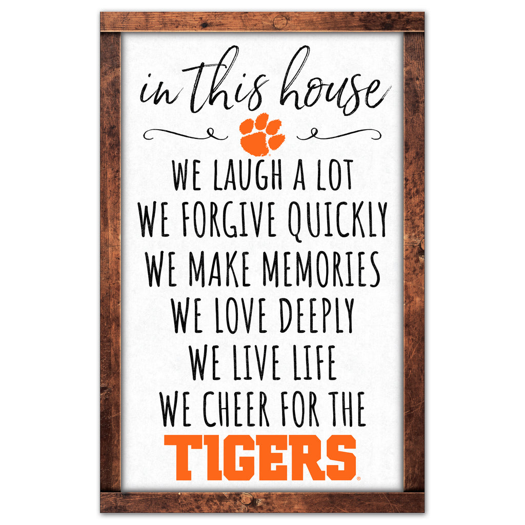 Clemson Tigers Sign 11x17 Wood In This House