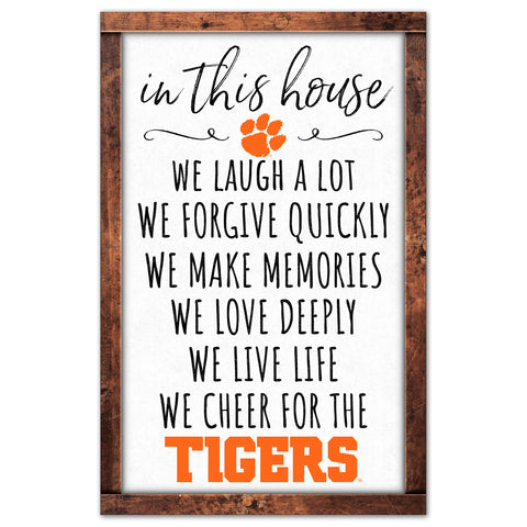 Clemson Tigers Sign 11x17 Wood In This House