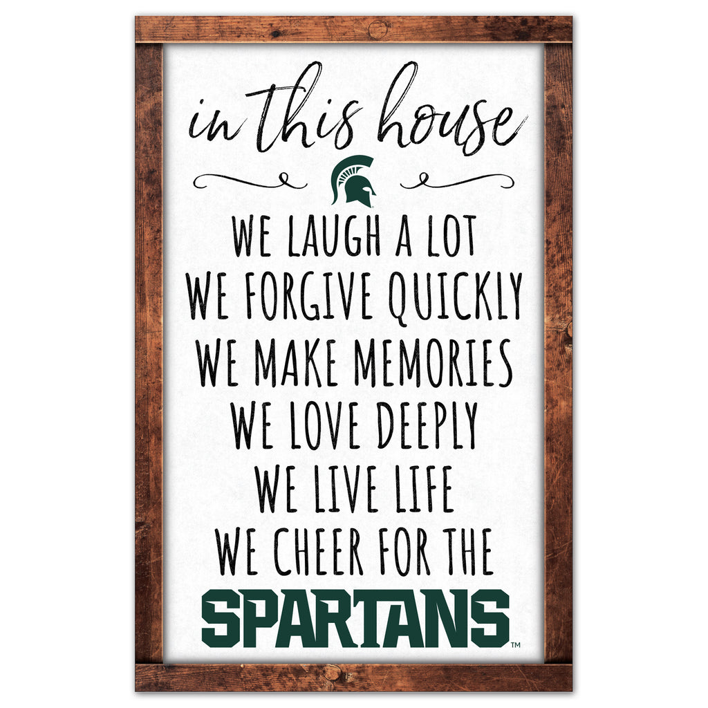 Michigan State Spartans Sign 11x17 Wood In This House