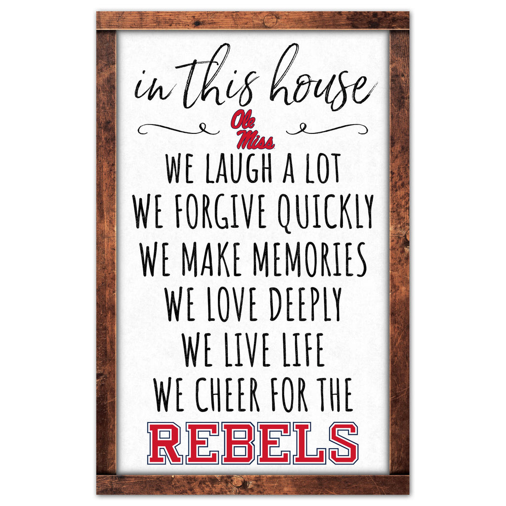 Ole Miss Rebels Sign 11x17 Wood In This House