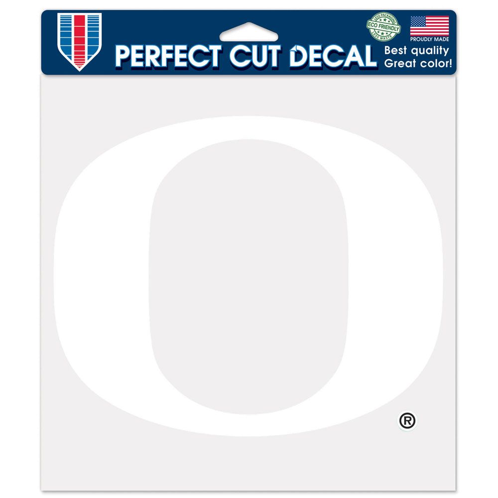 Oregon Ducks Decal 8x8 Perfect Cut White