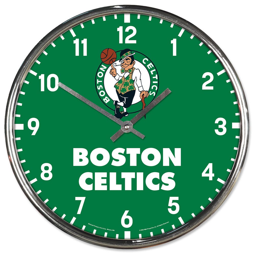Boston Celtics Clock Round Wall Style Chrome Periodic Restock