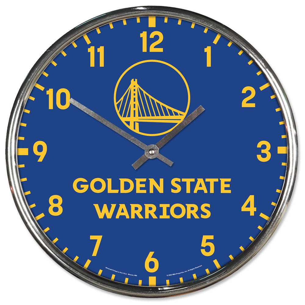 Golden State Warriors Clock Round Wall Style Chrome Periodic Restock