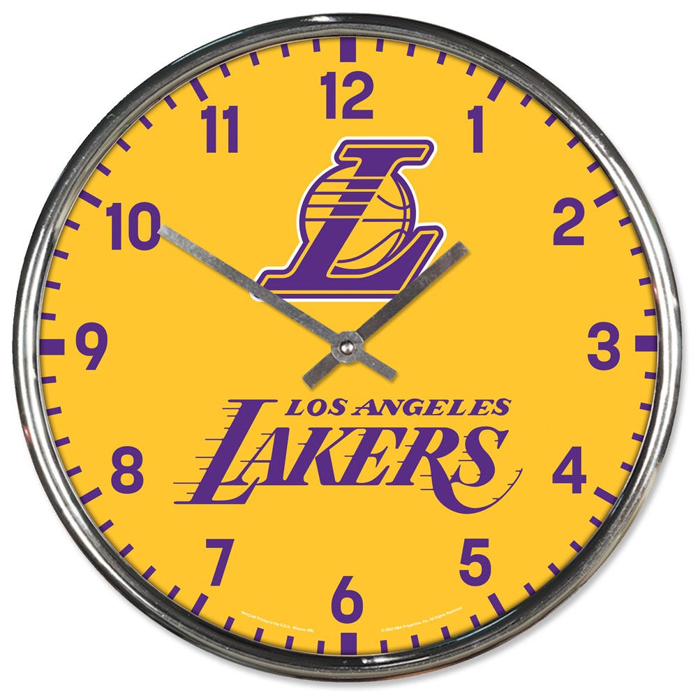 Los Angeles Lakers Clock Round Wall Style Chrome Periodic Restock