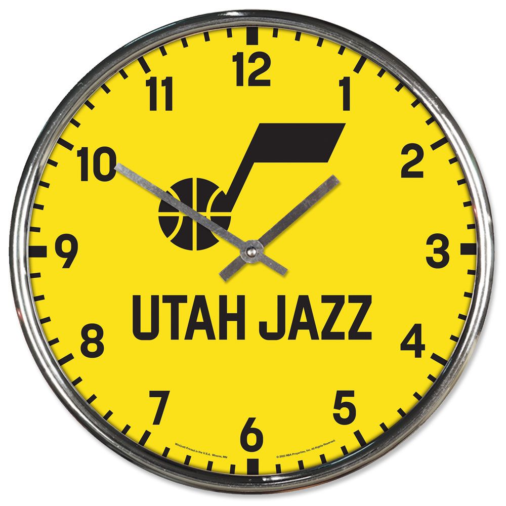 Utah Jazz Clock Round Wall Style Chrome Periodic Restock
