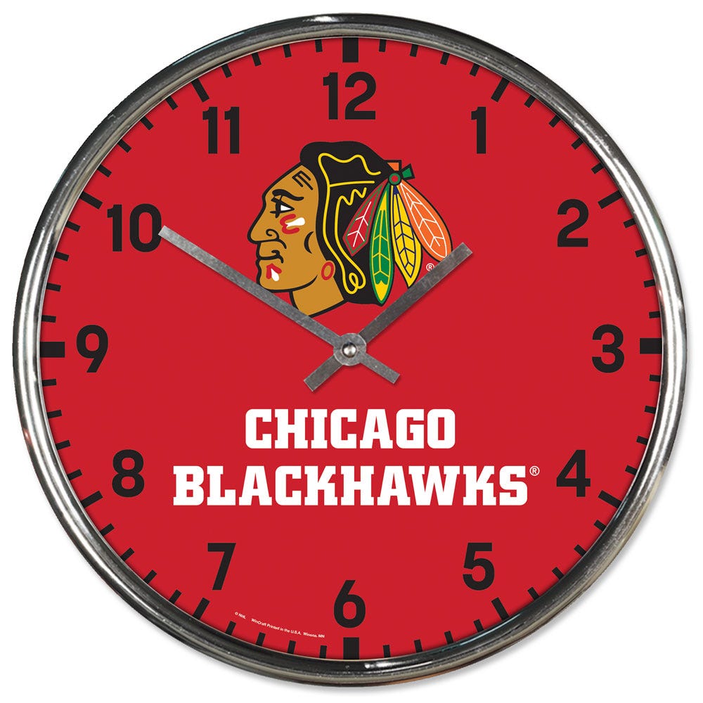 Chicago Blackhawks Round Chrome Wall Clock Periodic Restock