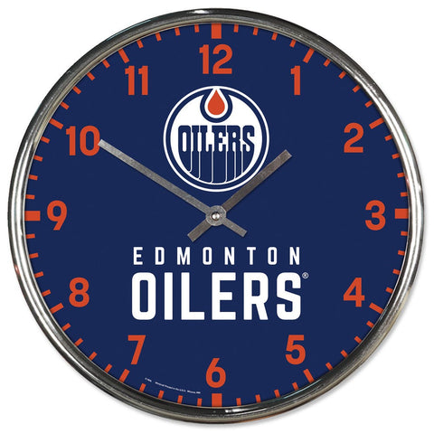 Edmonton Oilers Clock Round Wall Style Chrome Periodic Restock