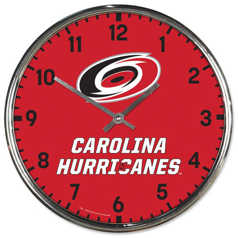 Carolina Hurricanes Clock Round Wall Style Chrome Periodic Restock